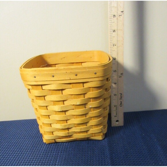 2003 Longaberger Tall Basket 6"Square 6" Tall Neutral Brown - Picture 1 of 5